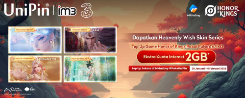 Top Up Honor of Kings Pakai Pulsa Tri/IM3—Dapatkan Skin Heavenly Wish Spesial